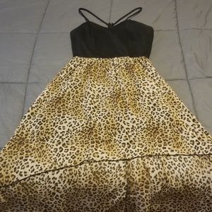 Low high dress with cheetah print.